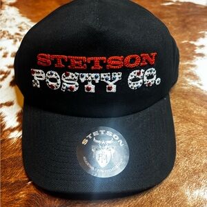 Posty CO. Stetson Black Hat with Red and White Stitching